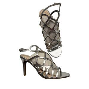 Women's Anne Michelle Silver "Blaze" Strappy Stiletto Heels | Size 8.5